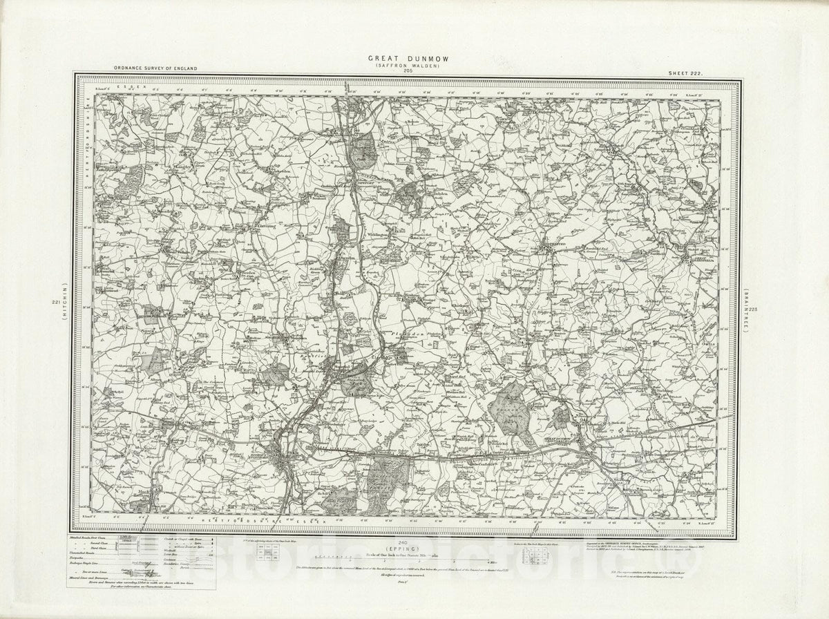 Historic Map : 222 Great Dunmow 1896 - Vintage Wall Art
