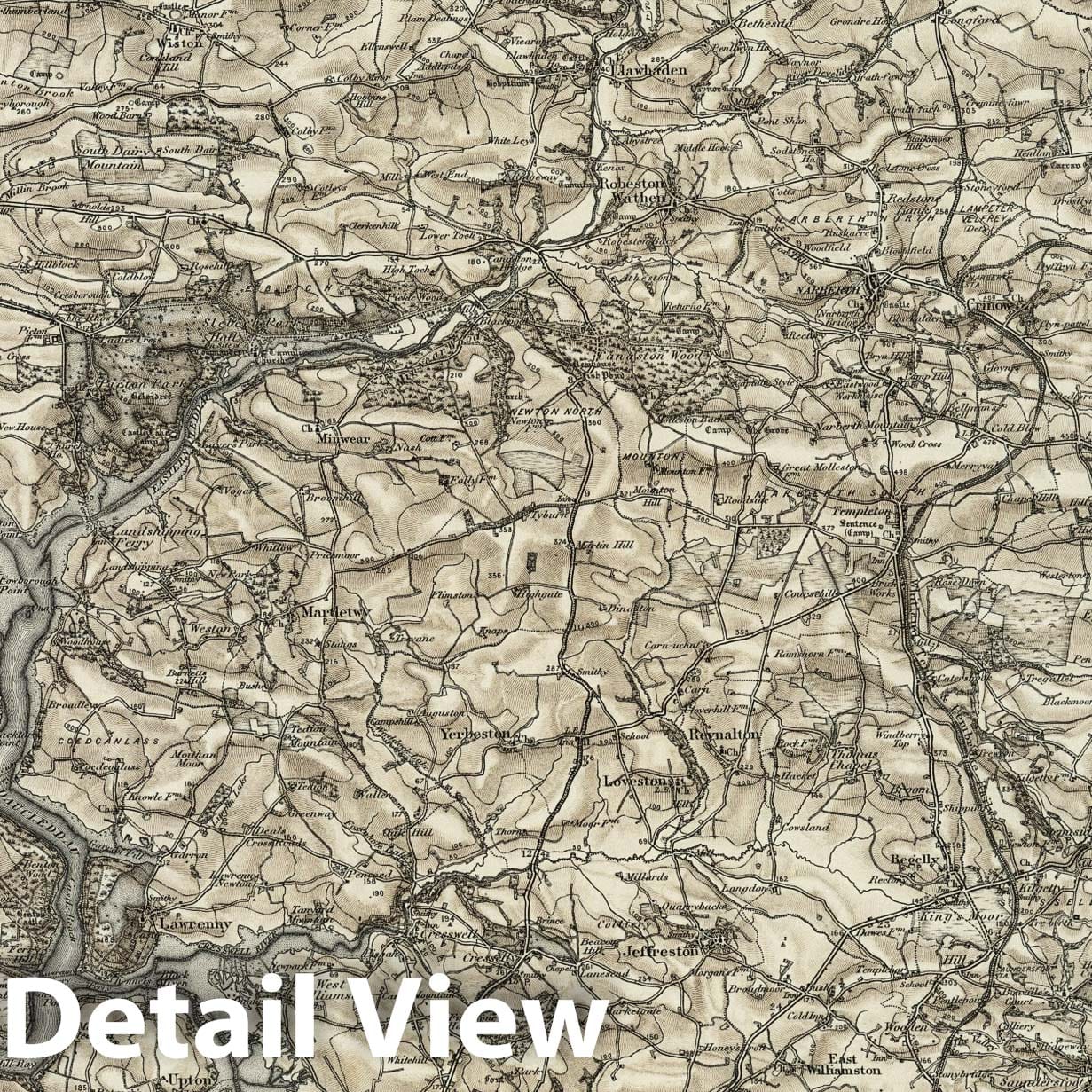 Haverfordwest - Survey Map, 1898 - Ordnance Survey Topographic Print
