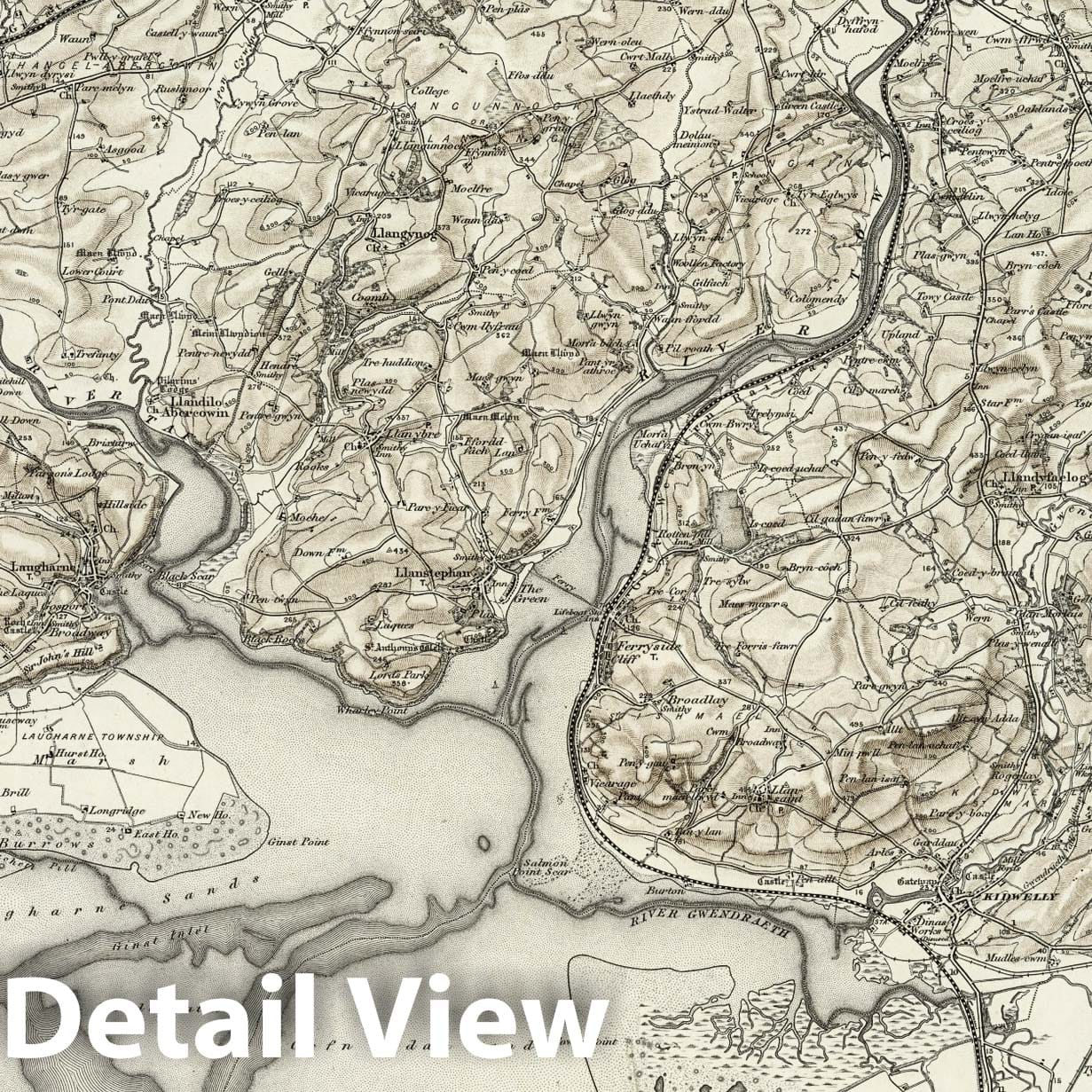 Carmarthen - Survey Map, 1898 - Ordnance Survey Topographic Map Print