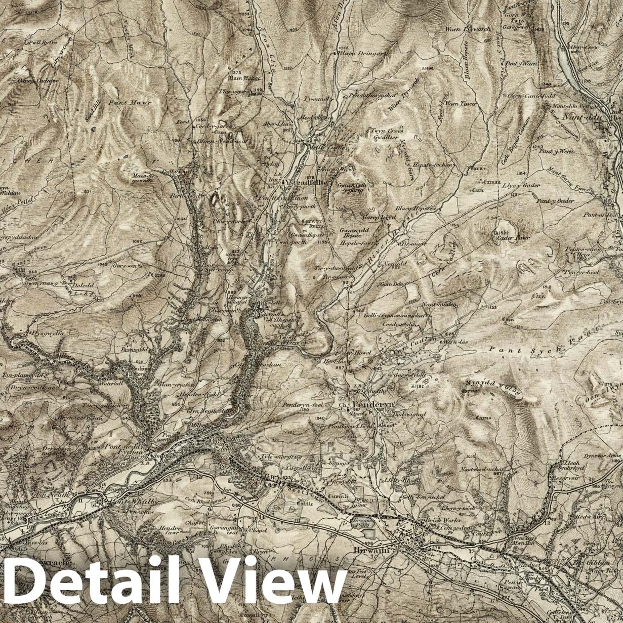 Merthyr Tydfil - Survey Map, 1898 - Ordnance Survey Historical Print