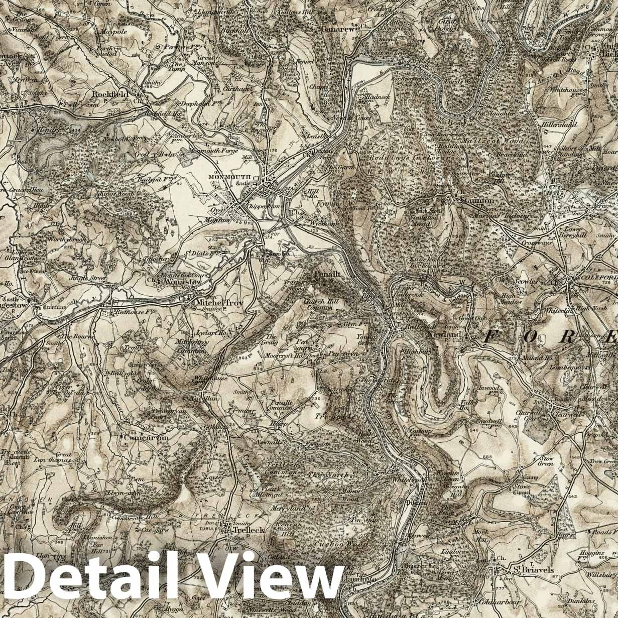 Monmouth - Survey Map, 1896 - Ordnance Survey Historical Map Print