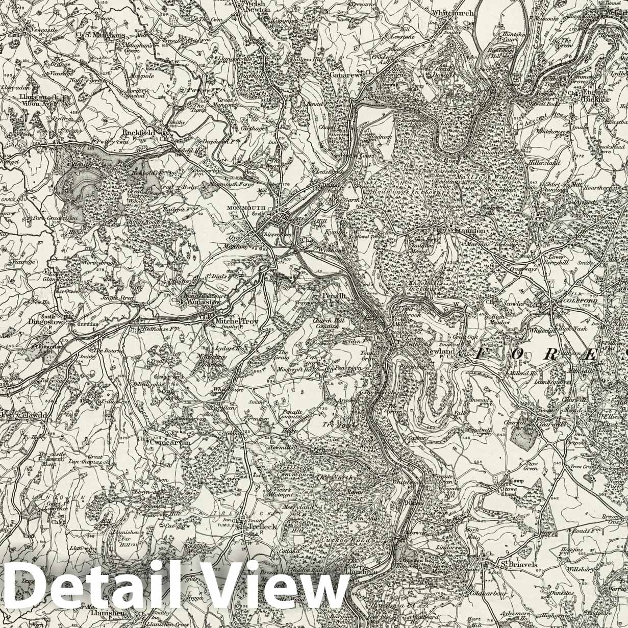 Monmouth - Survey Map, 1896 - Ordnance Survey Historical Map Print