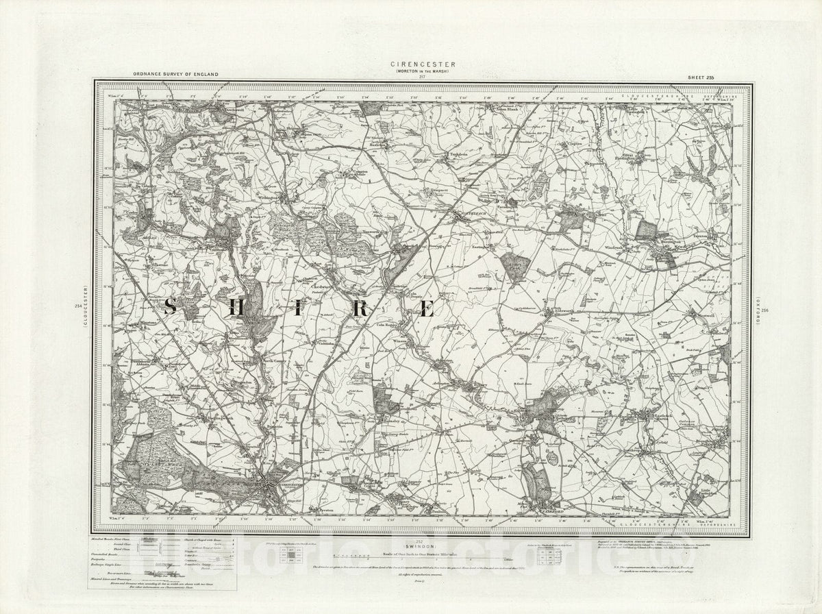 Historic Map : 235 Cirencester 1896 - Vintage Wall Art