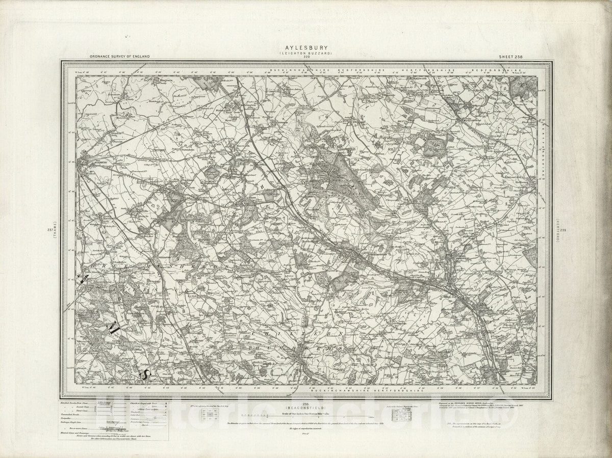 Historic Map : 238 Aylesbury 1896 - Vintage Wall Art