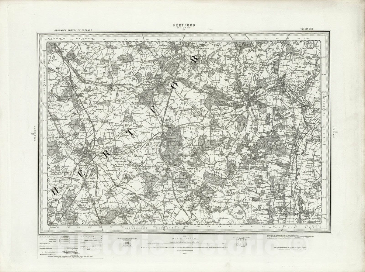 Historic Map : 239 Hertford 1896 - Vintage Wall Art