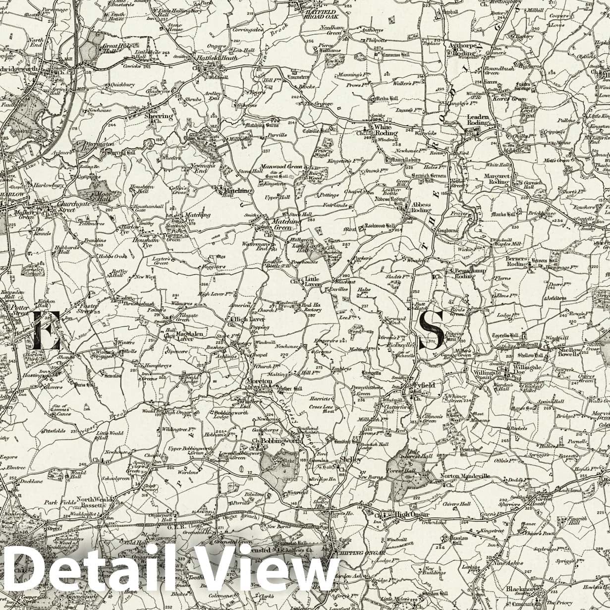 Epping - Survey Map, 1896 - Ordnance Survey Topographic Print