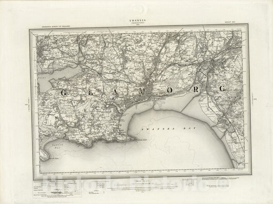 Historic Map : 247 Swansea 1897 - Vintage Wall Art