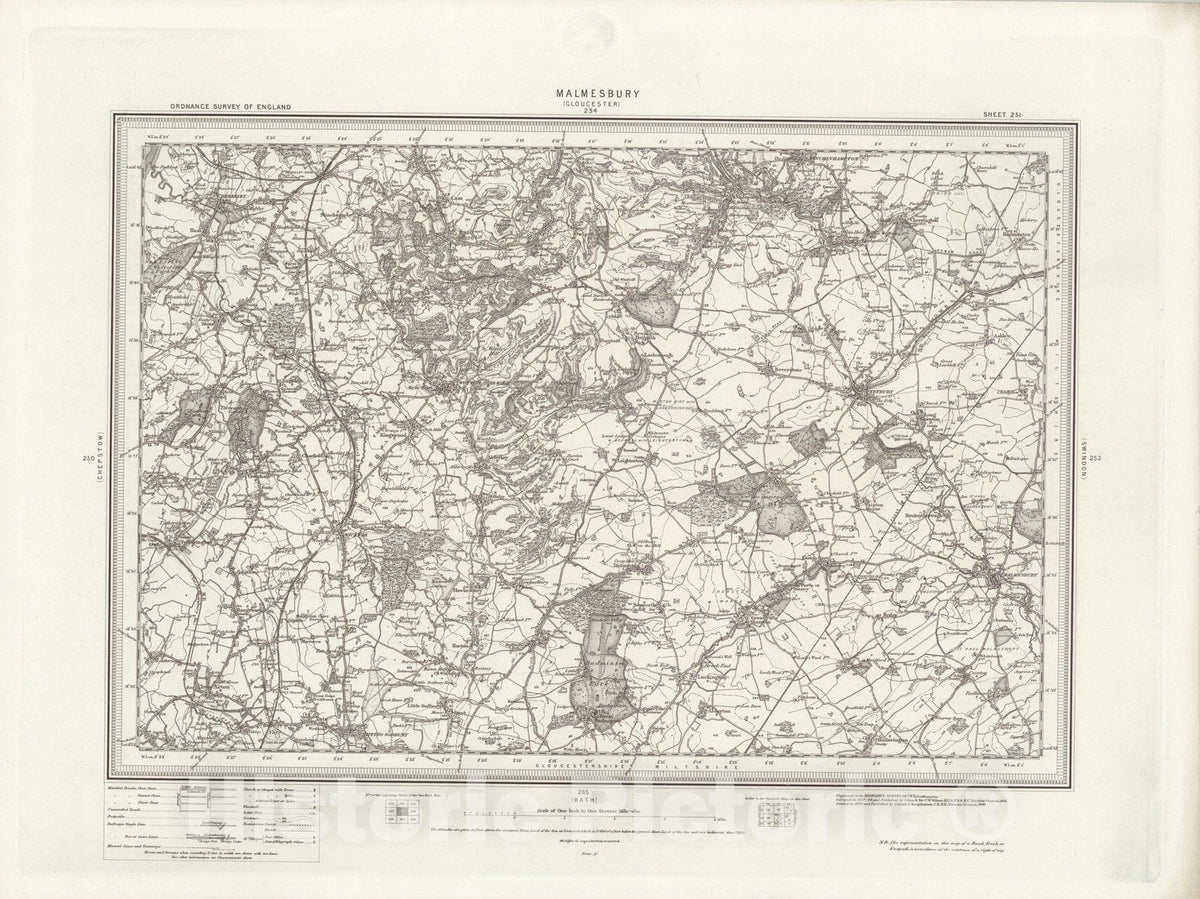 Historic Map : 251 Malmesbury 1898 - Vintage Wall Art