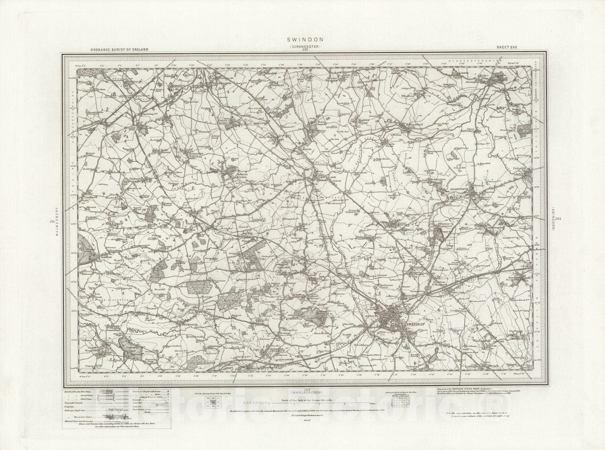 Historic Wall Map : 252 Swindon 1896 - Vintage Wall Art