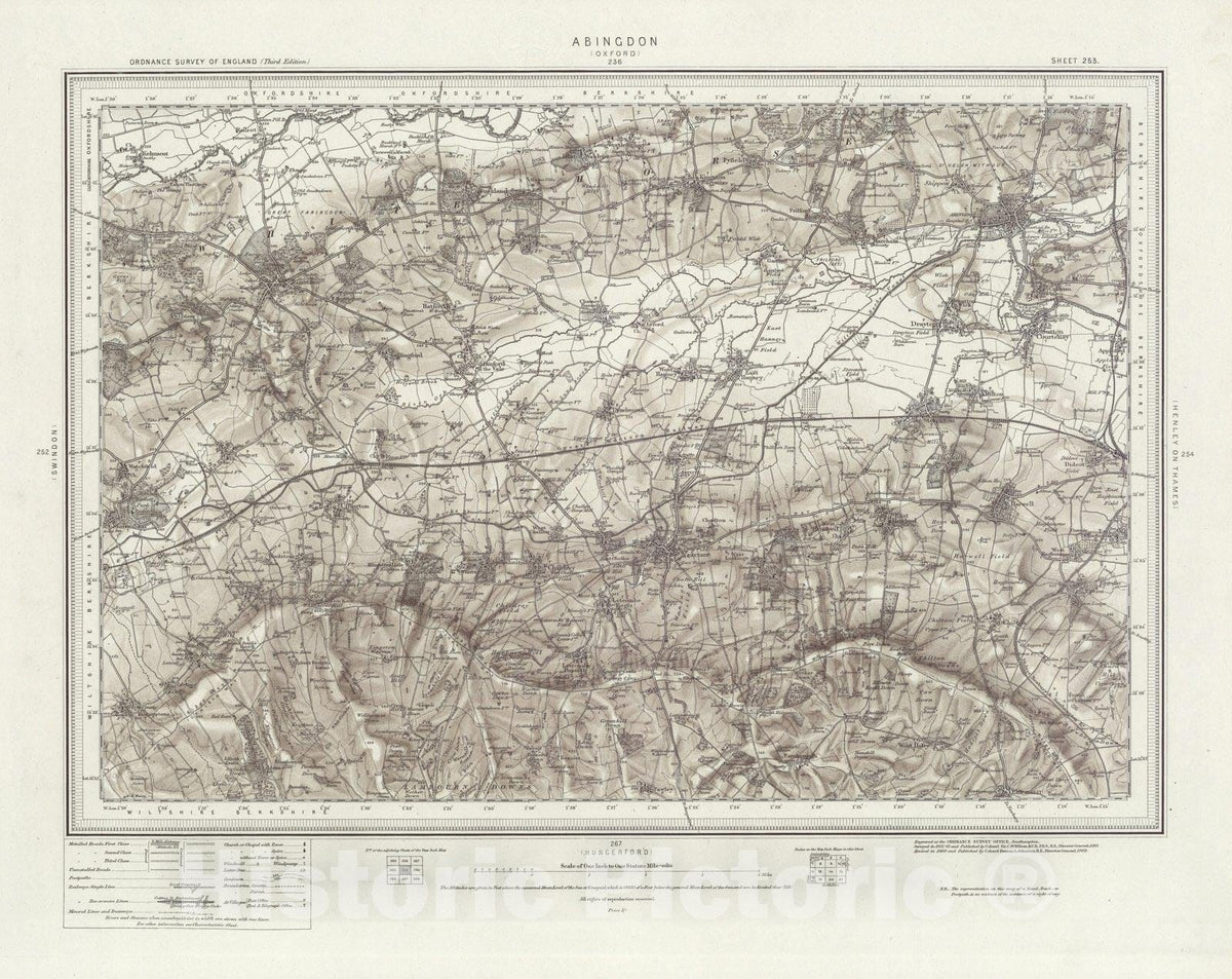 Historic Map : 253 Abingdon (Hills) 1903 - Vintage Wall Art