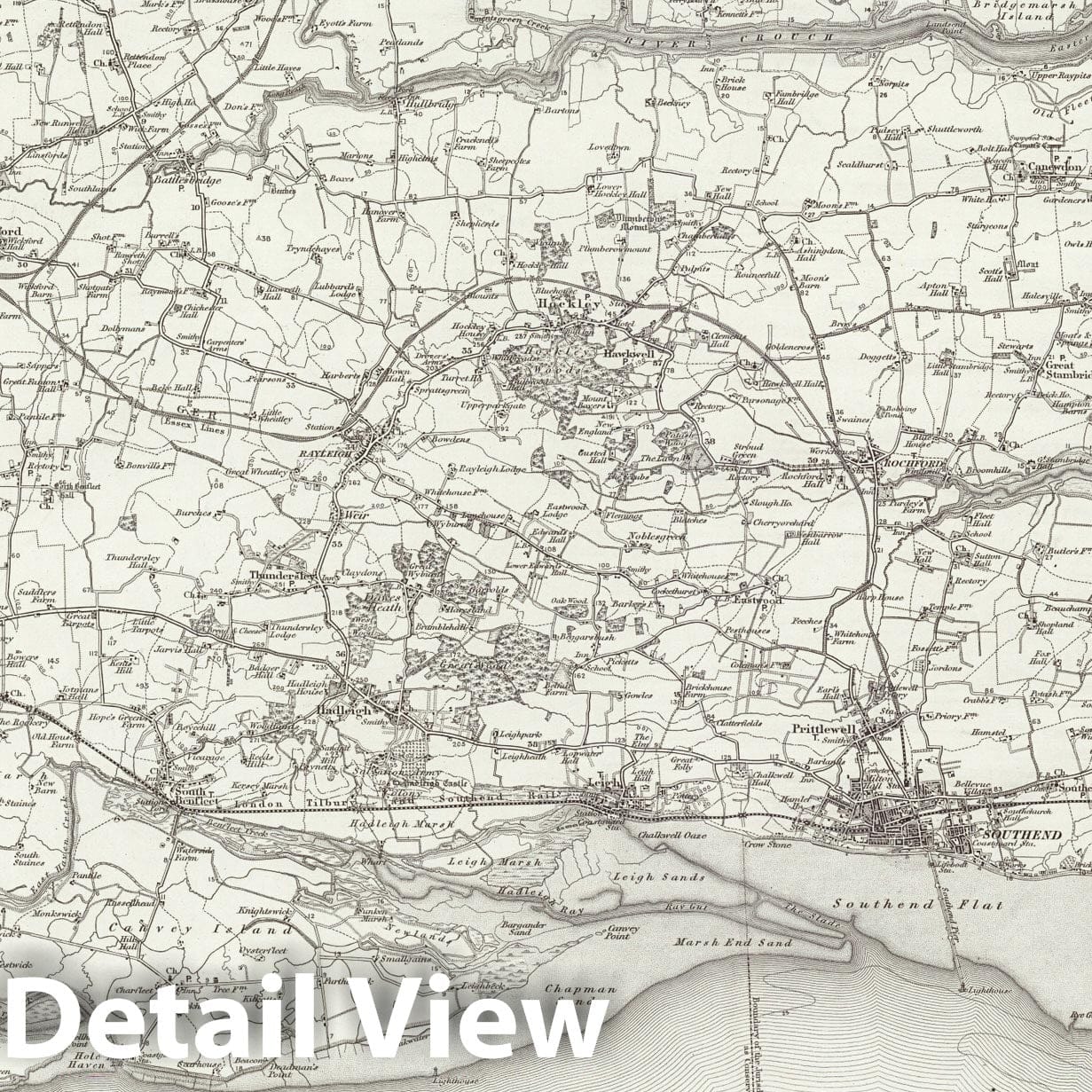 Shoeburyness - Survey Map, 1896 - Ordnance Survey Historical Map Print