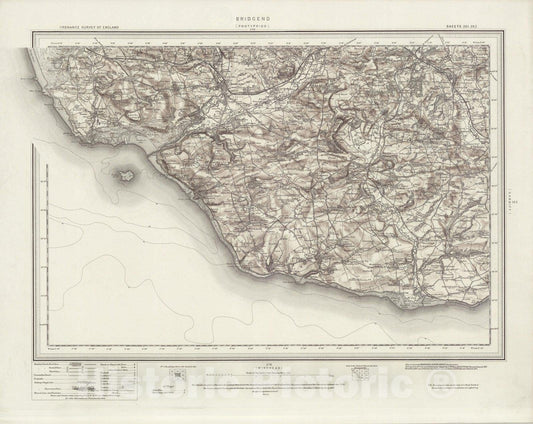 Historic Map : 262 Pontypridd (Hills) 1897 - Vintage Wall Art