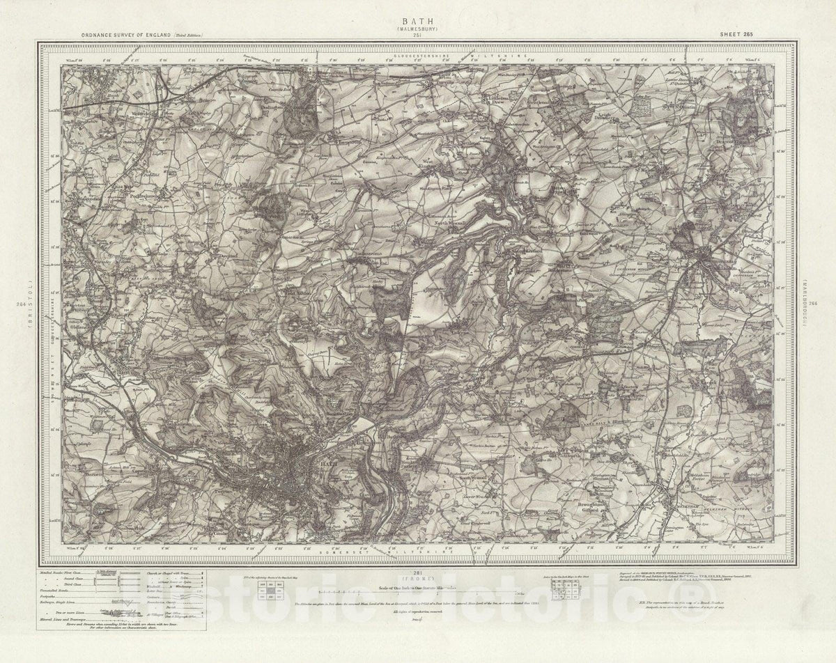 Historic Map : 265 Bath (Hills) 1906 - Vintage Wall Art