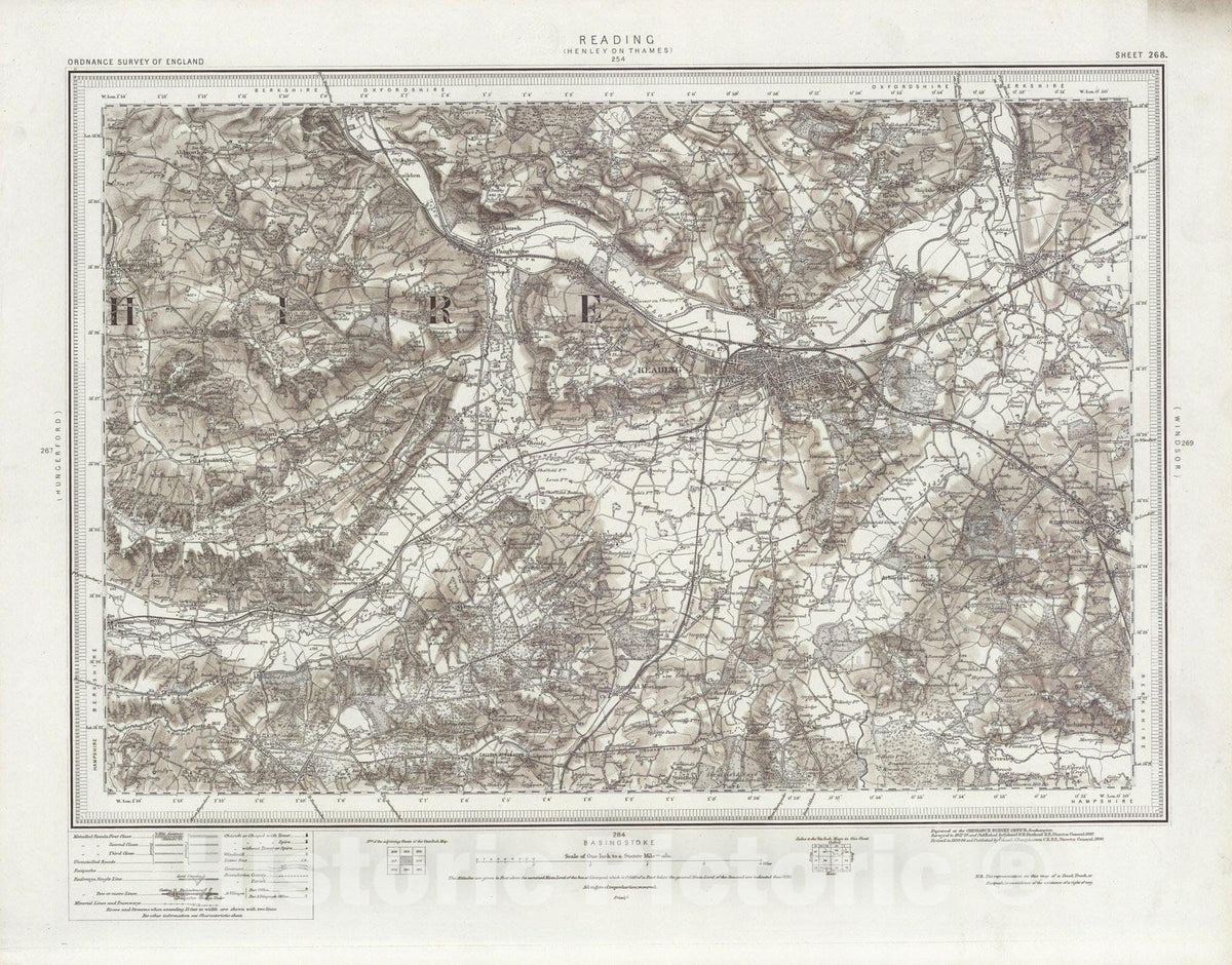 Historic Map : 268 Reading (Hills) 1896 - Vintage Wall Art