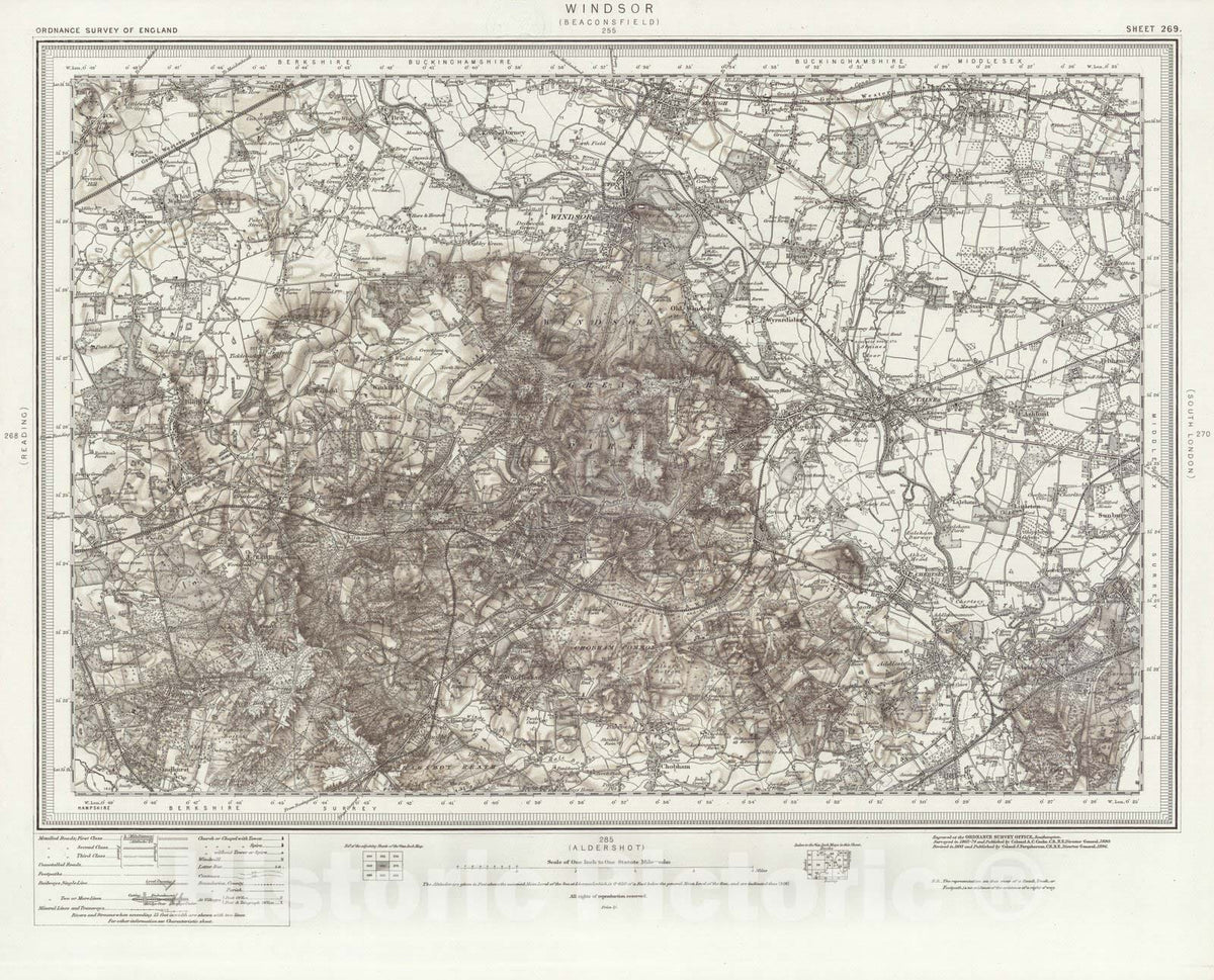 Historic Map : 269 Windsor (Hills) 1896 - Vintage Wall Art