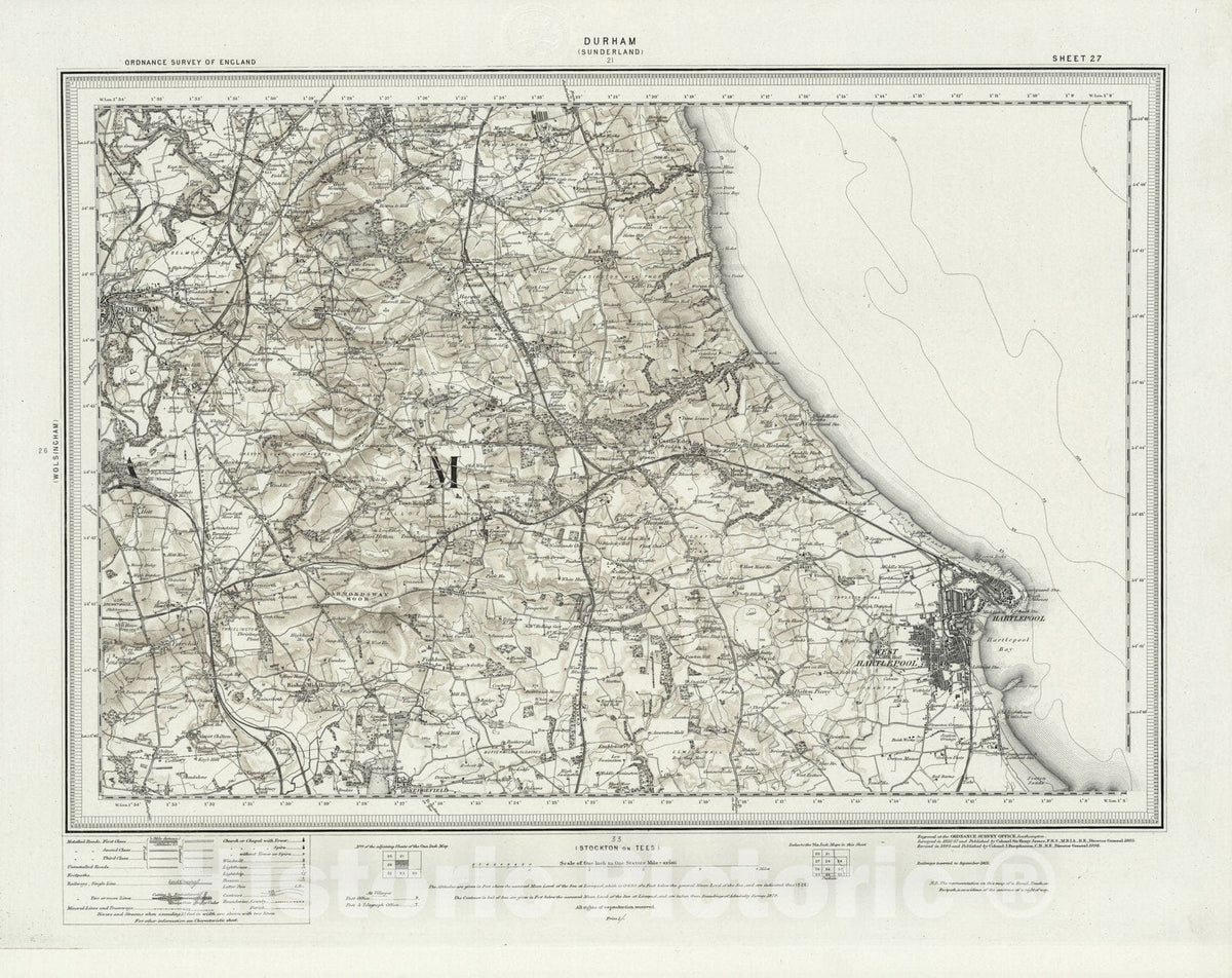 Historic Map : 27 Durham (Hills) 1898 - Vintage Wall Art