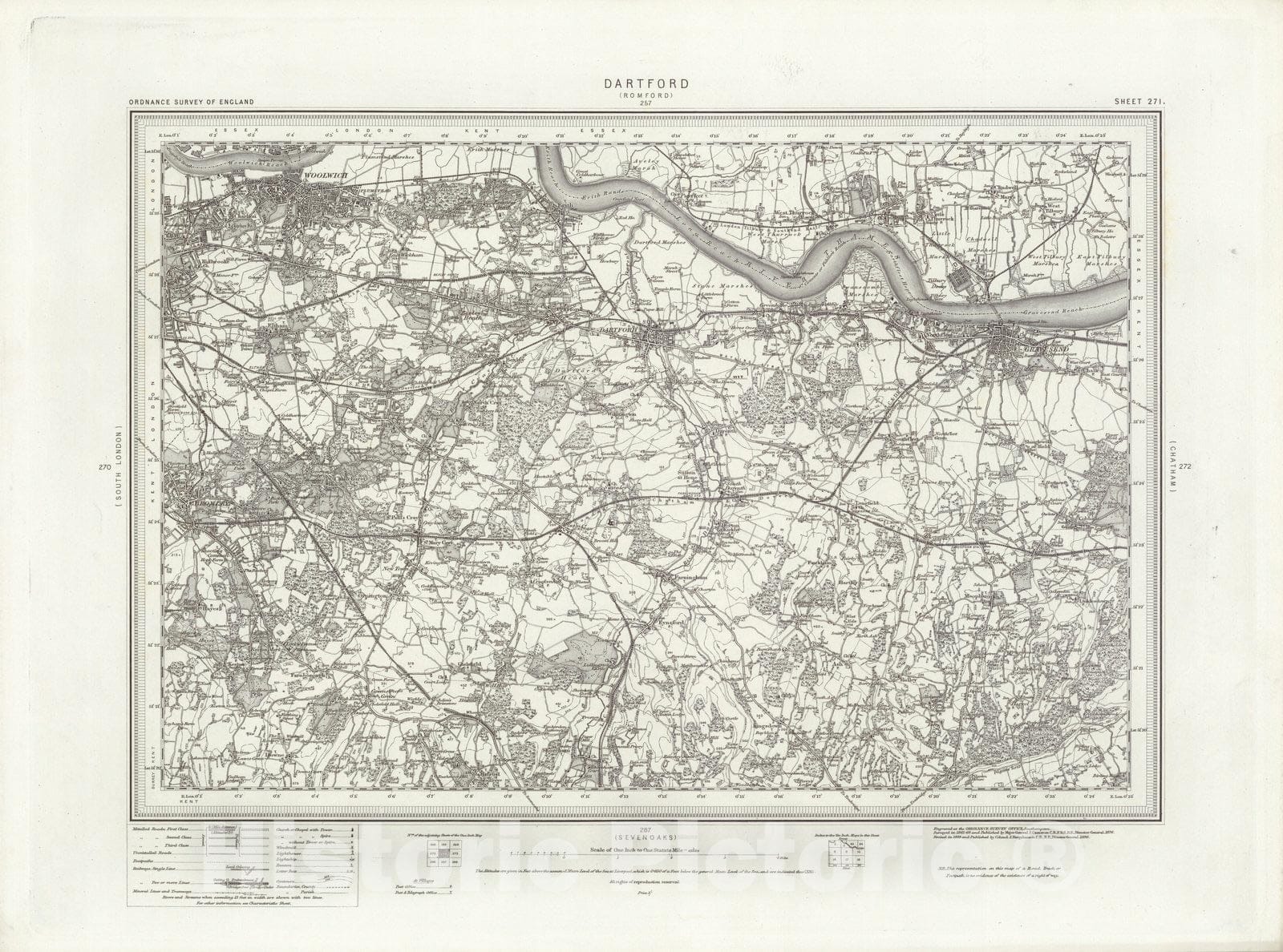 Historic Map : 271 Dartford 1896 - Vintage Wall Art