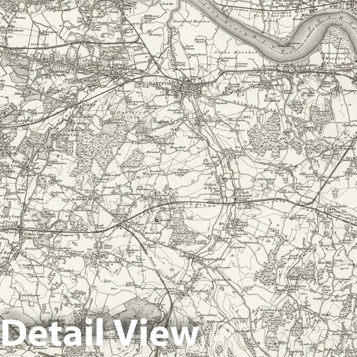 Dartford - Survey Map, 1896 - Ordnance Survey Historical Map Print