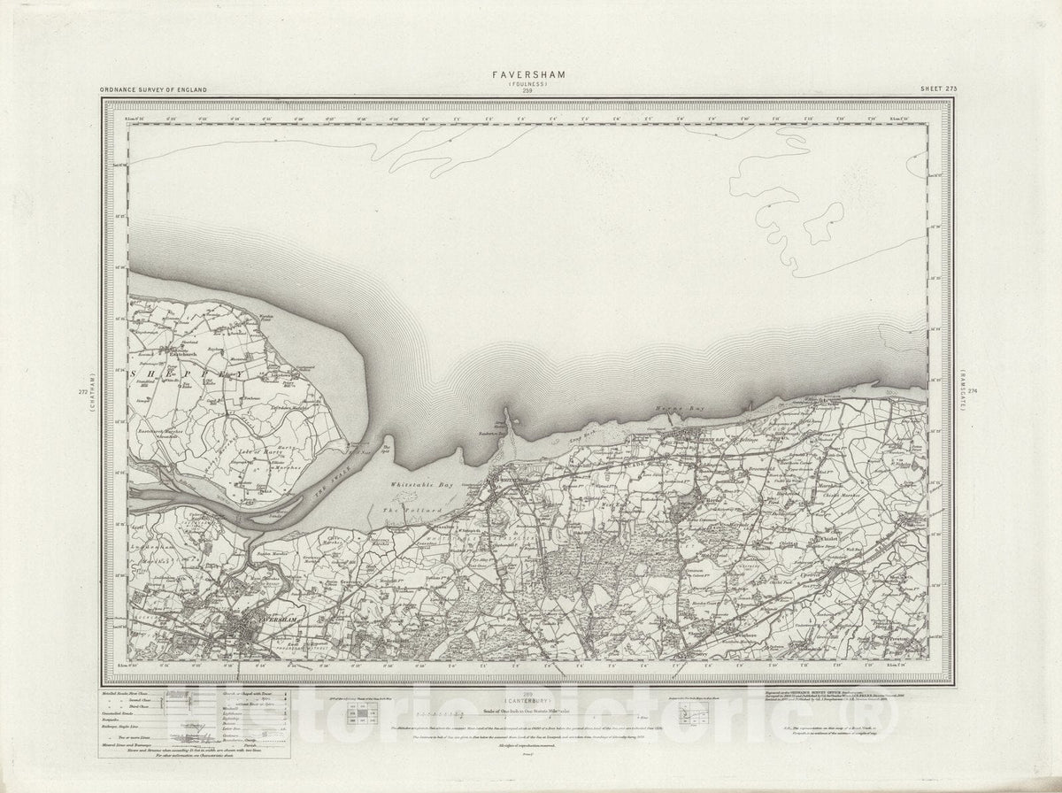 Historic Map : 273 Faversham 1895 - Vintage Wall Art