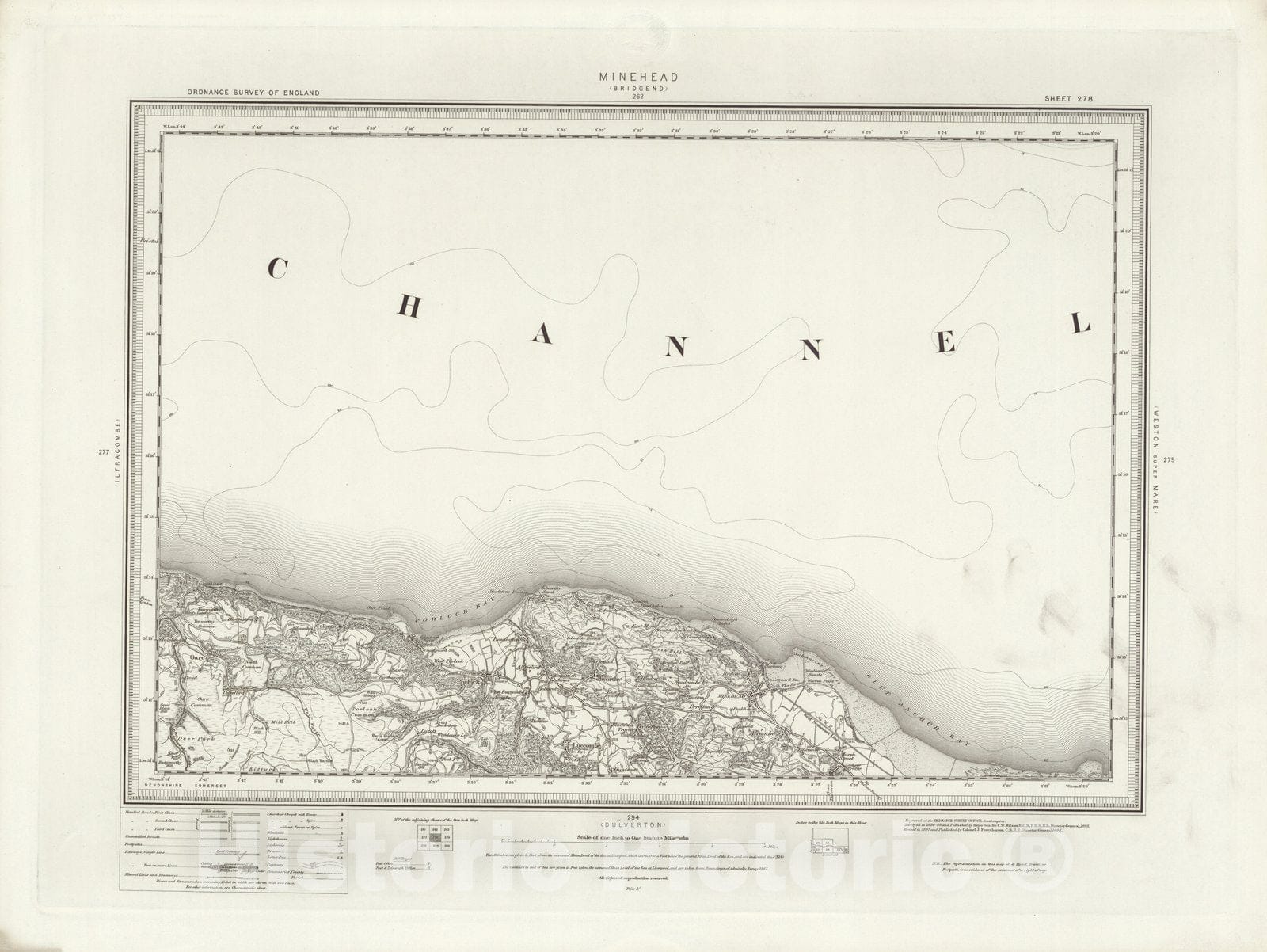 Historic Map : 278 Minehead 1898 - Vintage Wall Art