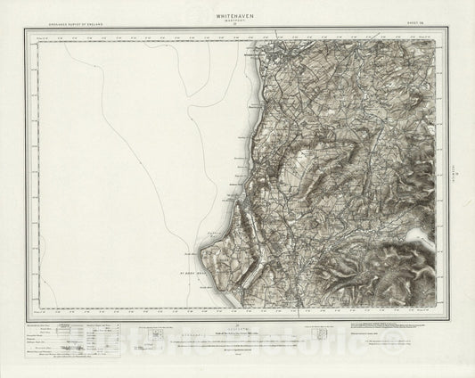 Historic Map : 28 Whitehaven (Hills) 1897 - Vintage Wall Art