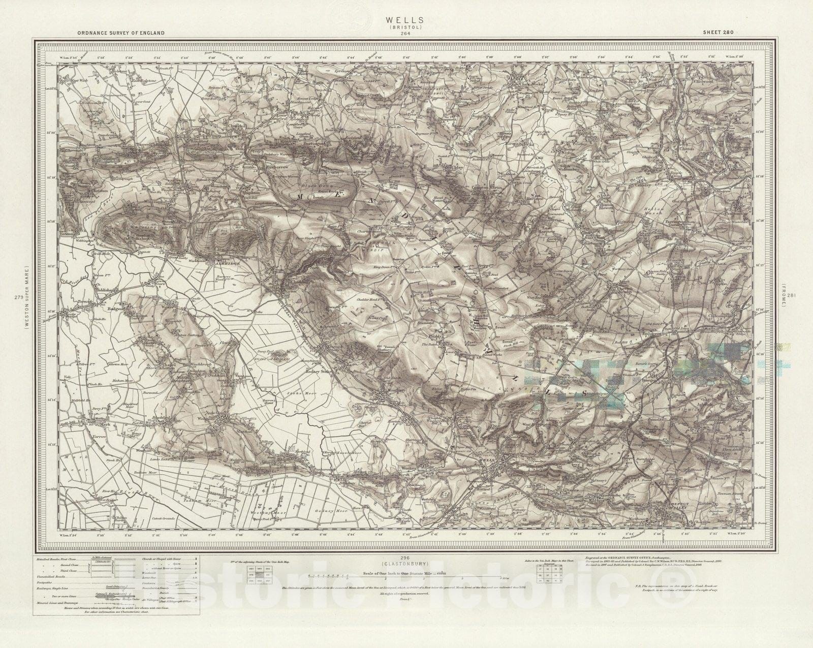 Historic Map : 280 Wells (Hills) 1898 - Vintage Wall Art