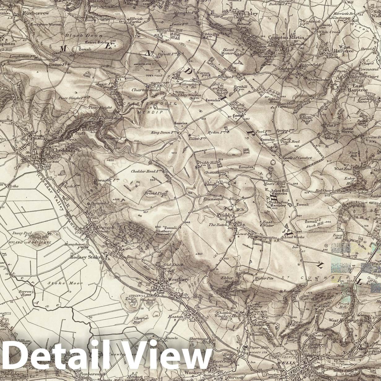Wells - Survey Map, 1898 - Ordnance Survey Historical Map Print