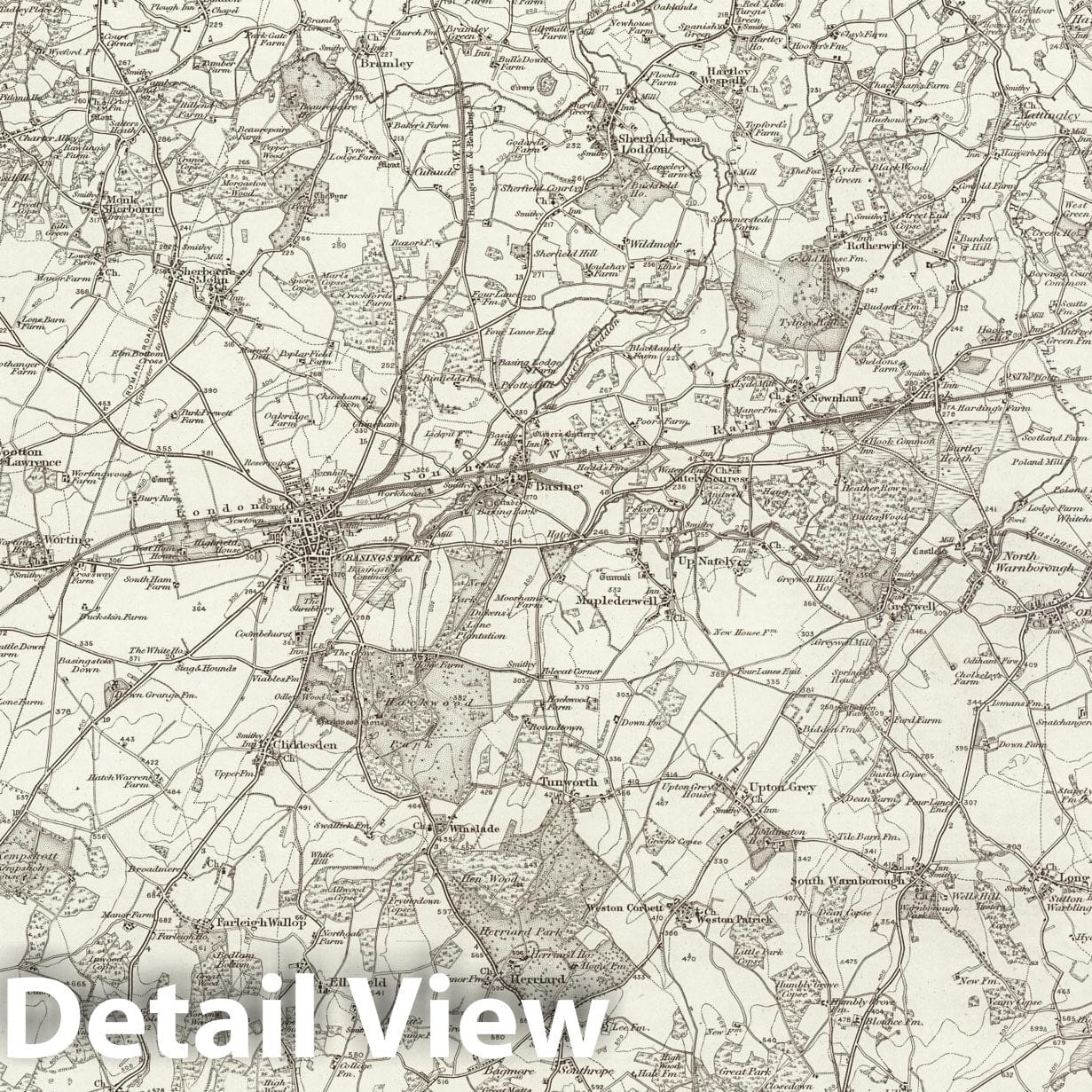 Basingstoke - Survey Map, 1895 - Ordnance Survey Topographic Print