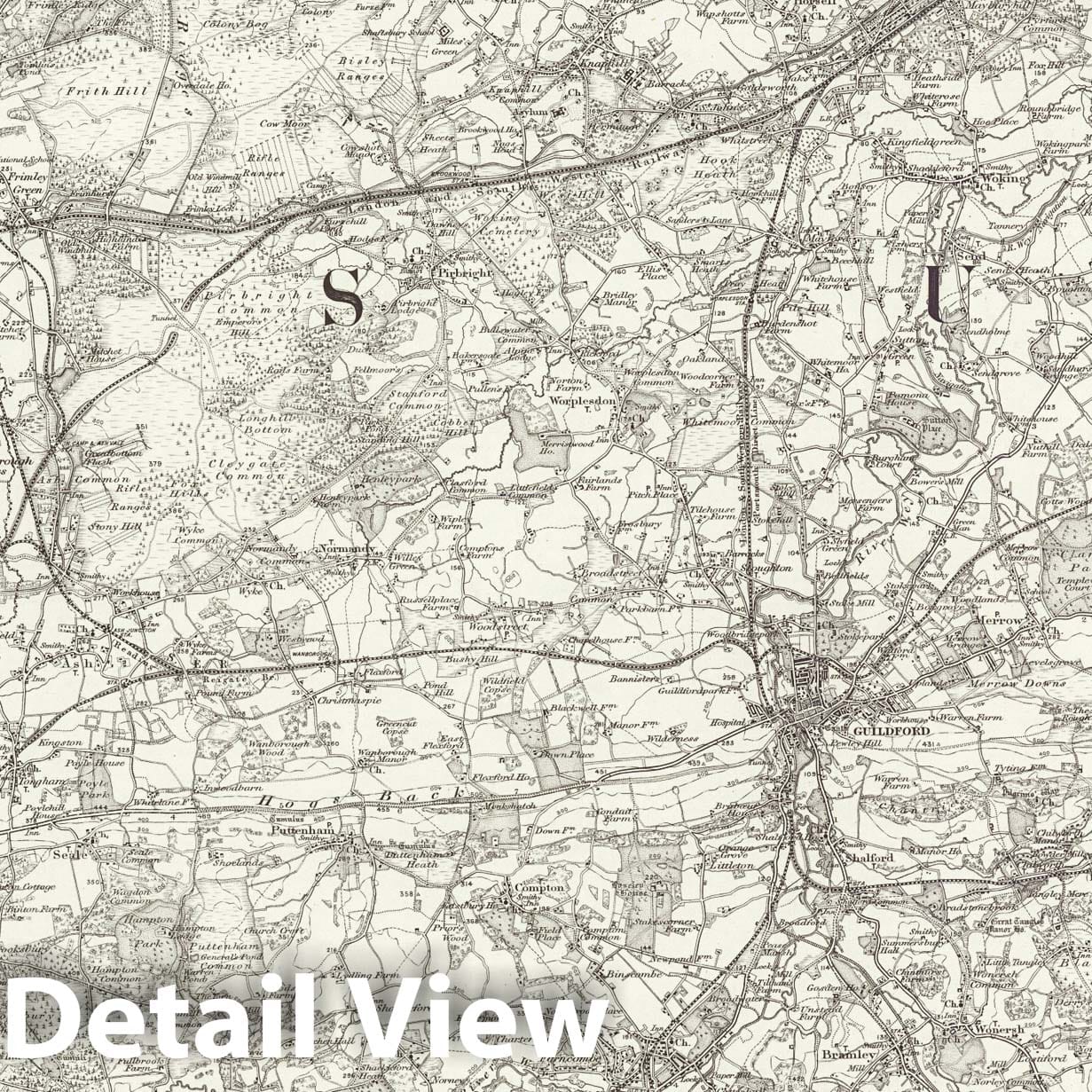 Aldershot - Survey Map, 1896 - Historical Map Print