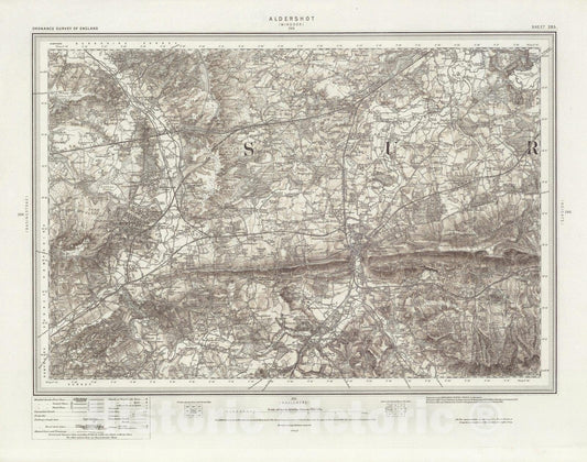 Historic Map : 285 Aldershot (Hills) 1896 - Vintage Wall Art