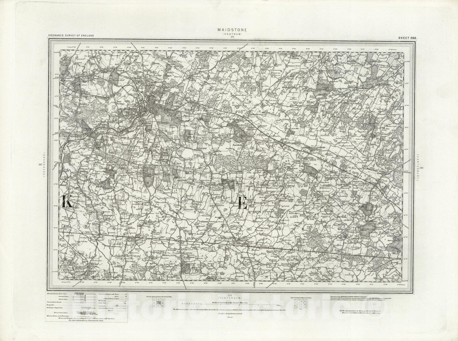 Historic Map : 288 Maidstone 1896 - Vintage Wall Art