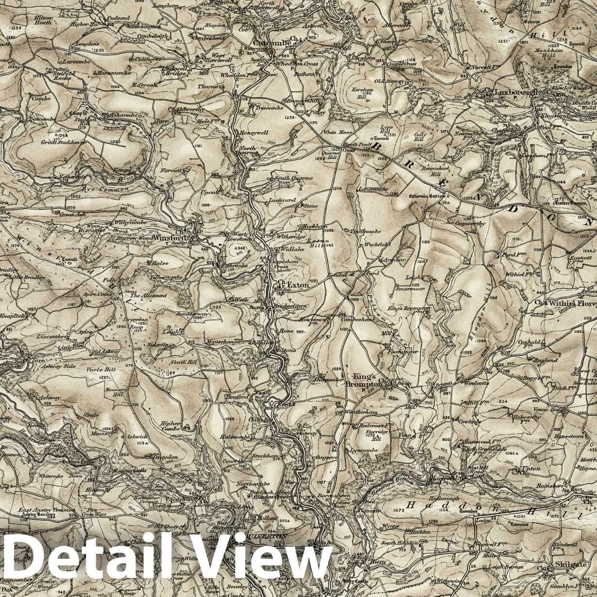 Dulverton, England - Survey Map, 1898 - Ordnance Survey Topographic Print