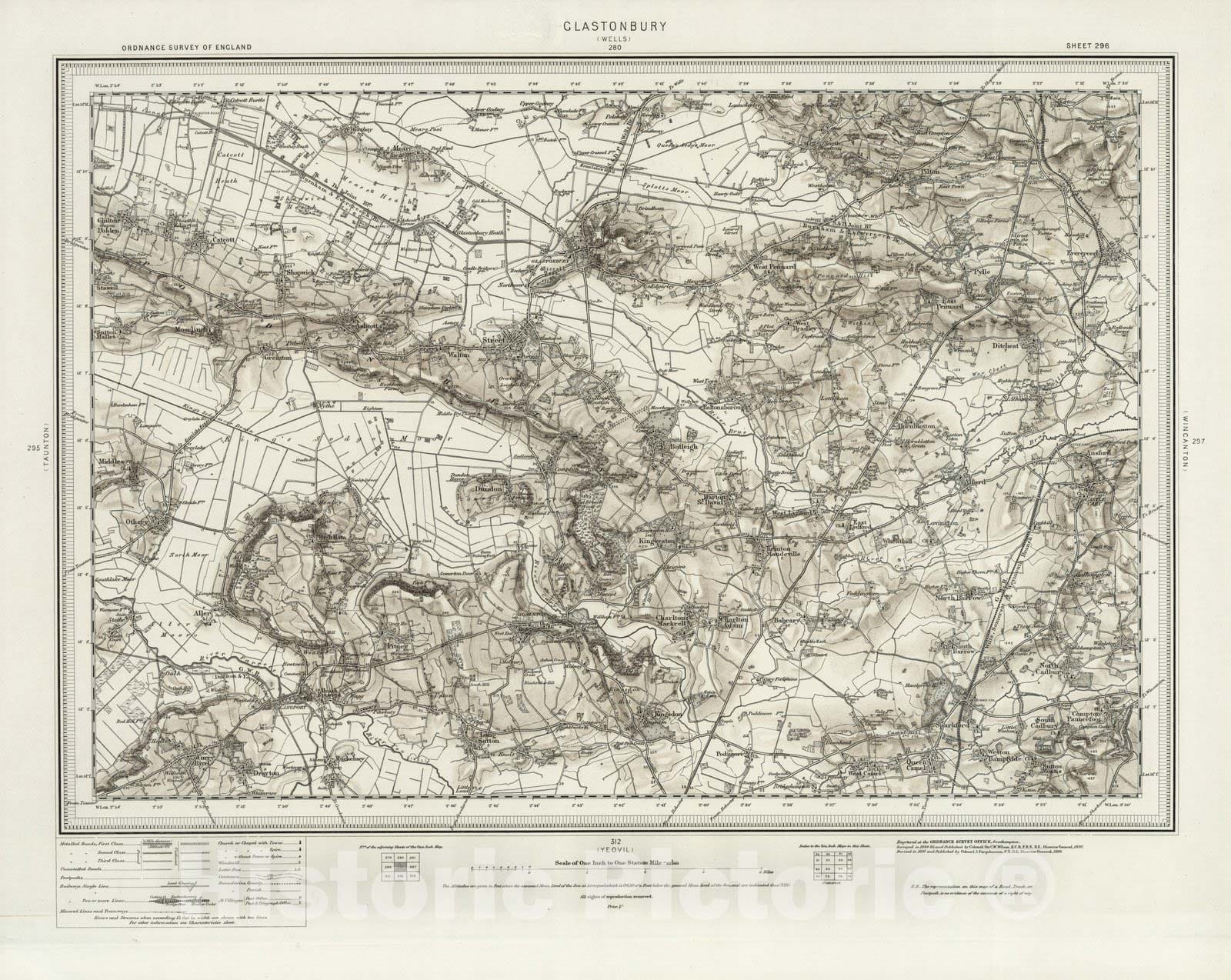 Historic Map : 296 Glastonbury (Hills) 1898 - Vintage Wall Art
