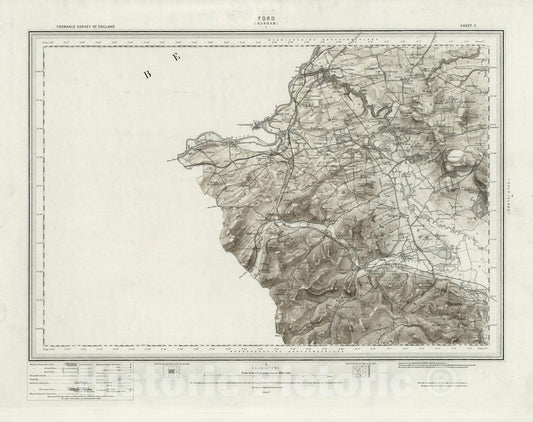 Historic Map : 3 Ford (Hills) 1897 - Vintage Wall Art