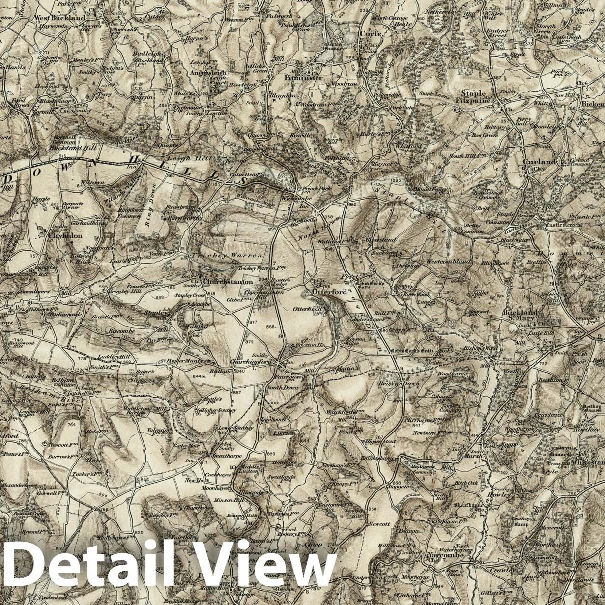 Wellington - Survey Map, 1898 - Ordnance Survey Topographic Map Print