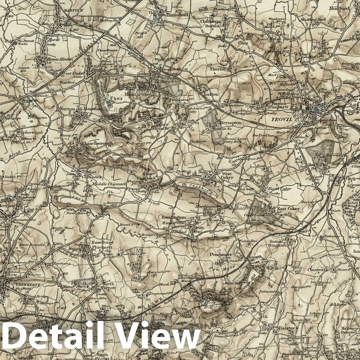 Yeovil - Survey Map, 1898 - Ordnance Survey Topographic Print