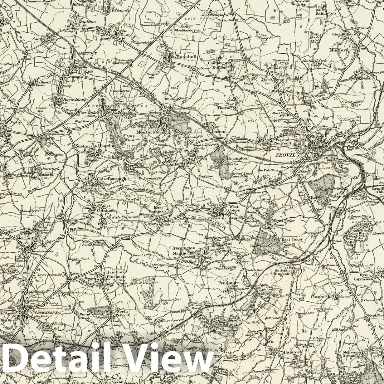 Yeovil - Survey Map, 1898 - Ordnance Survey Historical Reproduction