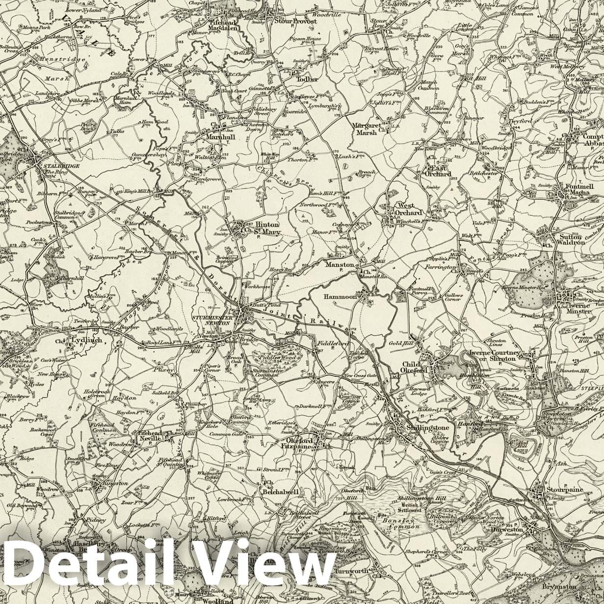 Shaftesbury - Survey Map, 1898 - Ordnance Survey Historical Map Print