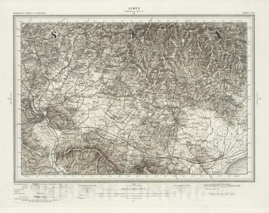 Historic Map : 319 Lewes (Hills) 1895 - Vintage Wall Art