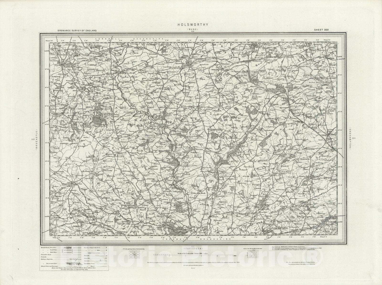 Historic Map : 323 Holsworthy 1895 - Vintage Wall Art