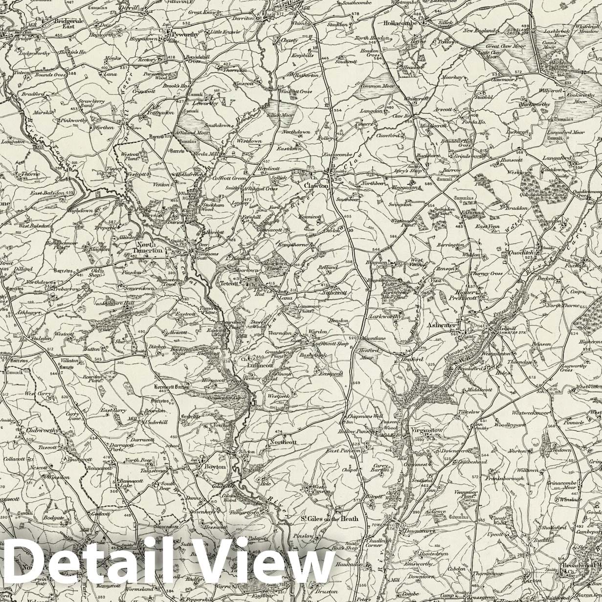 Holsworthy - Survey Map, 1895 - Ordnance Survey Historical Map Print
