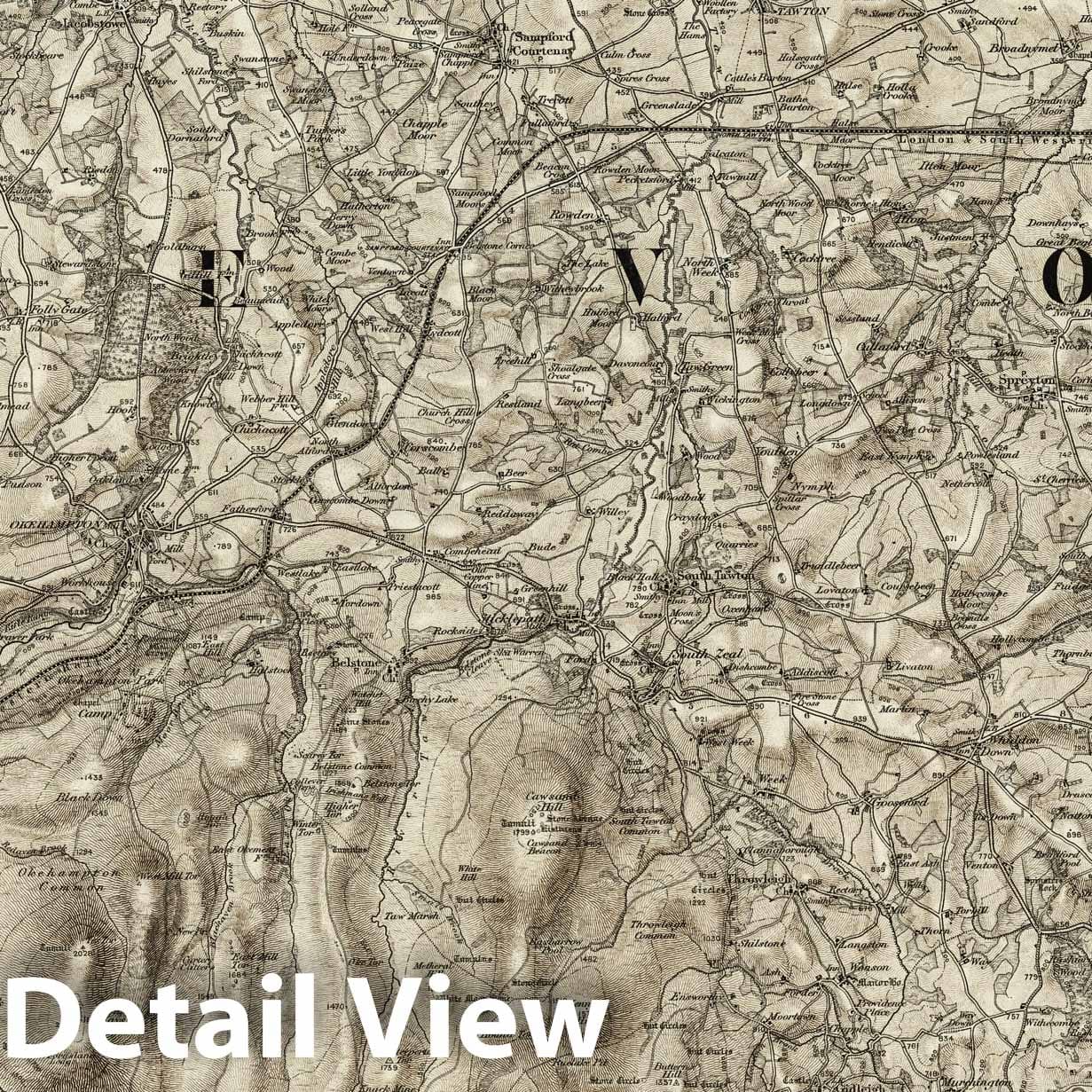 Okehampton - Survey Map, 1898 - Ordnance Survey Historical Map Print
