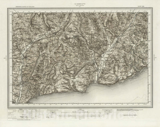 Historic Map : 326 Sidmouth (Hills) 1898 - Vintage Wall Art