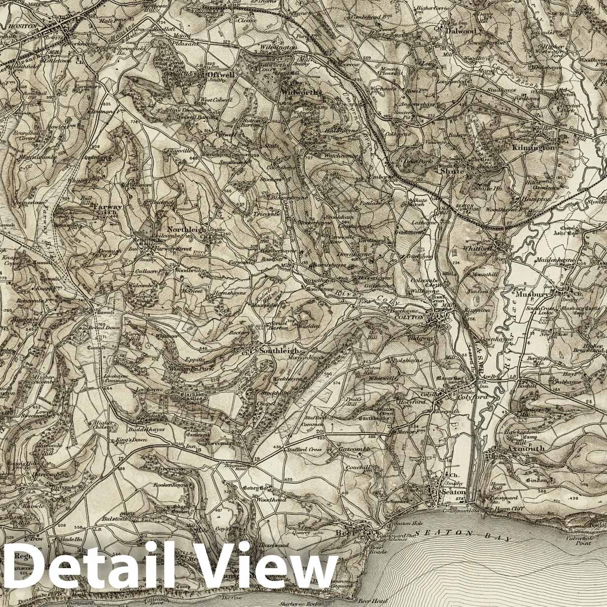 Sidmouth, England - Survey Map, 1898 - Ordnance Survey Topographic Print