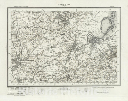 Historic Map : 33 Stockton on Tees (Hills) 1898 - Vintage Wall Art