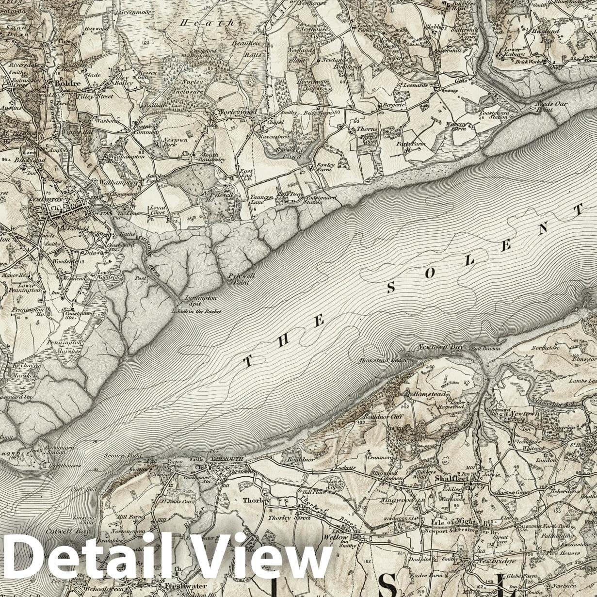 Lymington - Survey Map, 1895 - Ordnance Survey Historical Map Print