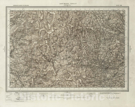 Historic Map : 338 Dartmoor Forest (Hills) 1898 - Vintage Wall Art