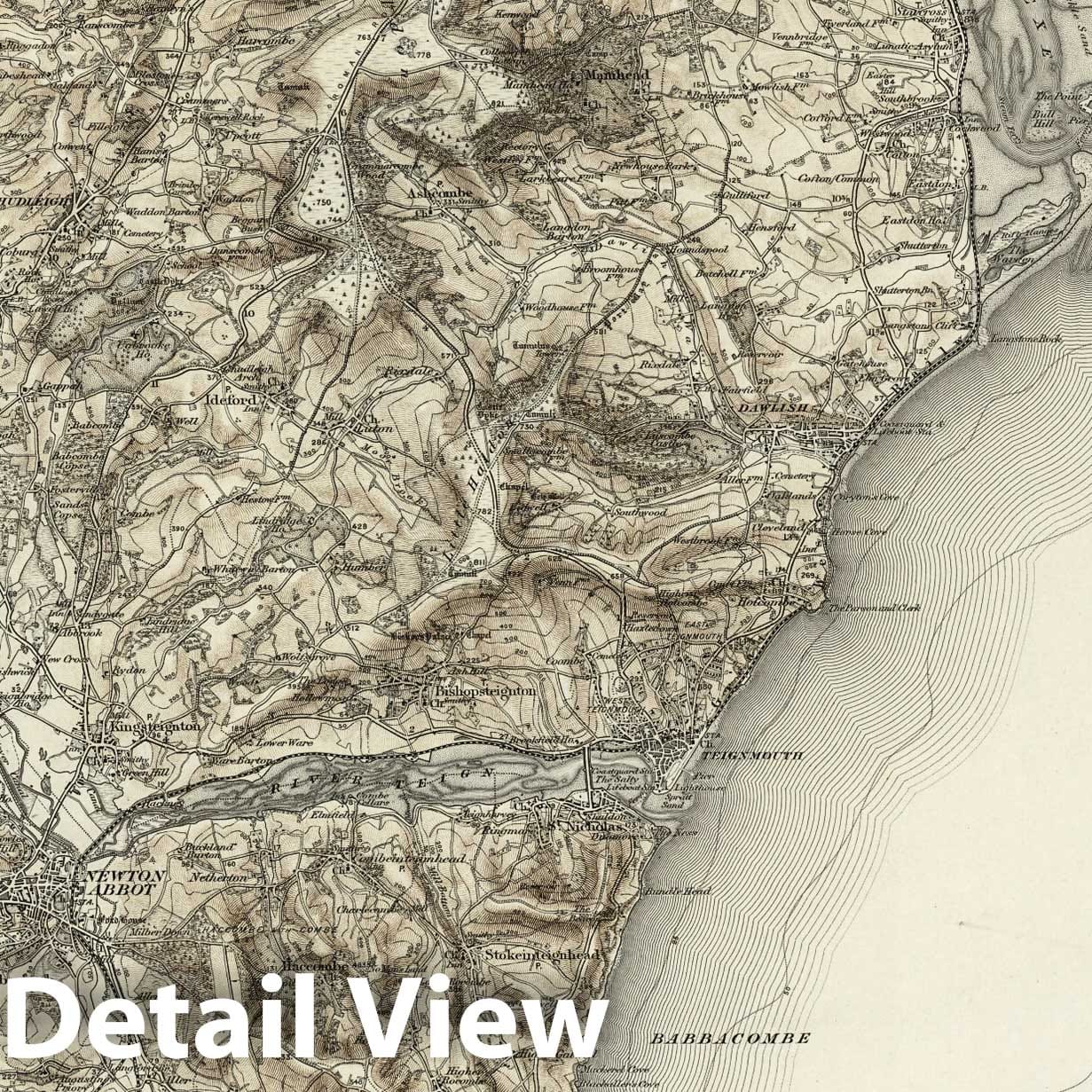 Teignmouth - Survey Map, 1898 - Ordnance Survey Historical Map Print