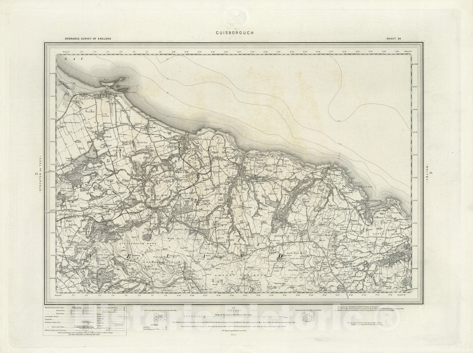 Historic Map : 34 Guisborough 1898 - Vintage Wall Art