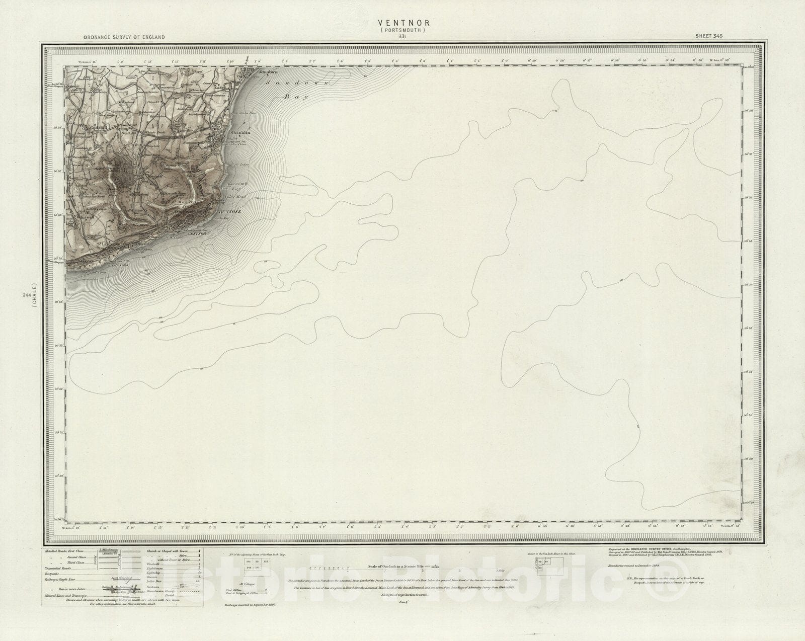 Historic Map : 345 Ventnor (Hills) 1895 - Vintage Wall Art